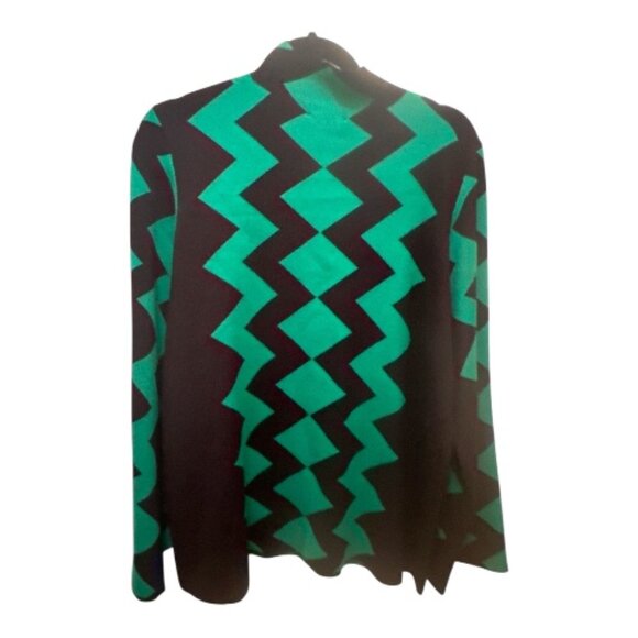 Black & Green Zigzag Knit Sweater - Size 1X - Picture 2 of 11